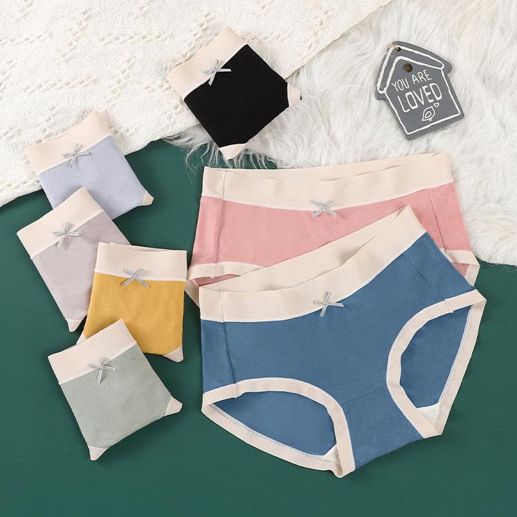 7Pcs/Set Women's Spring All-match Large Size Causal Cotton Briefs Ladies Summer Mid Waist Solid Color Highly Elastic Seamless Underpants