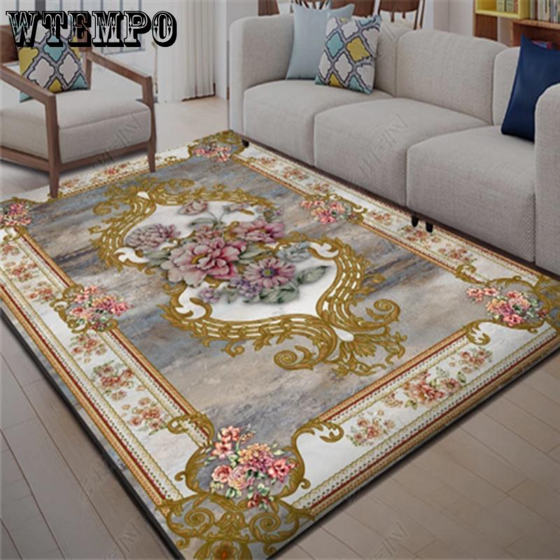 European Geometric Large Palace Vintage Carpet Non-slip Large Rug  Living Room Bedroom Rug Parlor