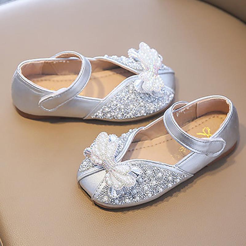 Spring Rhinestone Girls Leather Shoes Little Girls Dress Crystal Catwalk Show Princess Children's Shoes