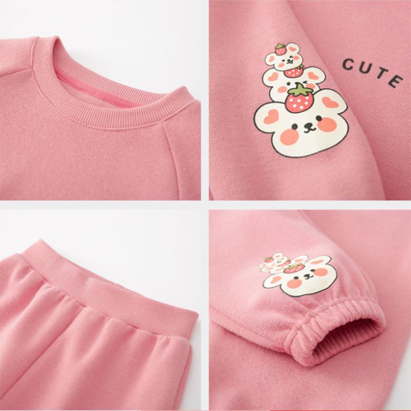 Girls' Suits Spring and Autumn Girls' Baby Children's sets Children's Two-piece Sweater Suits Solid Color Loose Casual Suits