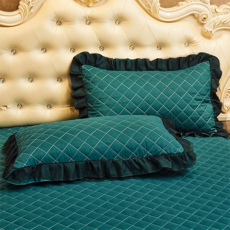 Korean Style Lace Solid Color Plus Cotton Pillowcase A Pair of Quilted Pillowcase Adult Pillowcase