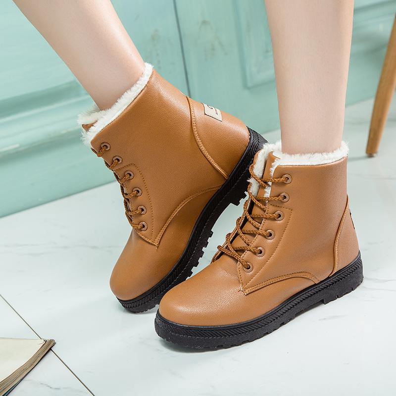 Women's Winter Boots Ankle Botas Mujer Warm Plush Insole Shoes Lace Up Women Snow Boots Cotton Boots