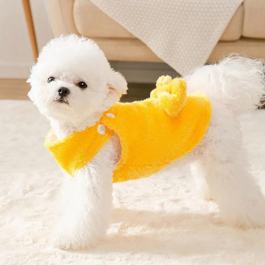 Autumn and Winter Puppy Dog's Clothes Vest Bow Fleece Vest Teddy Small Dog Two-legged Cat Clothes Pet Clothing Solid Comfortable Puppy's Jumpsuit