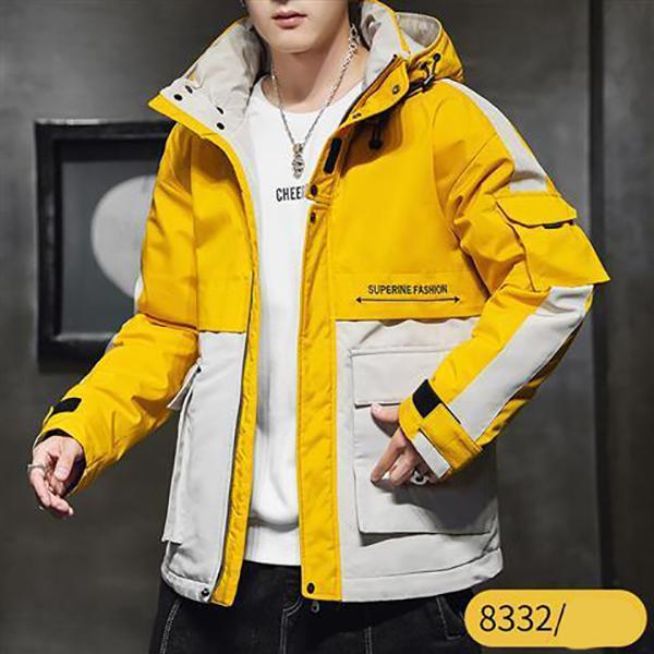 Thick and Warm Winter Men's Cotton Jacket Fashion Color Matching Trend Tooling Down Cotton Jacket