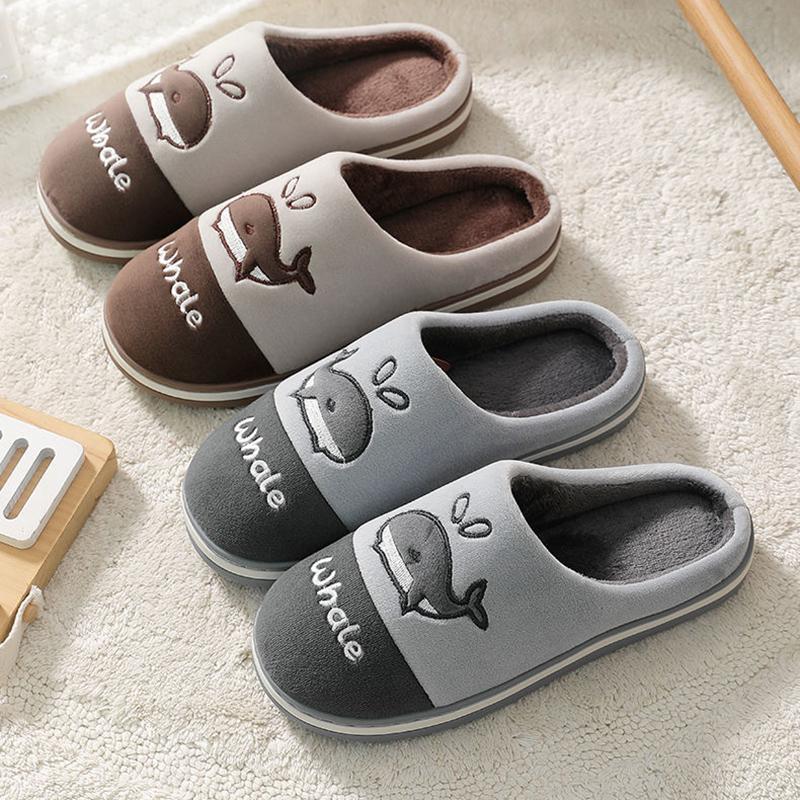 Winter Unisex Indoor Cotton Slippers Thick-soled Non-slip Home Household Couple Slippers Warm Thick Plush Slippers