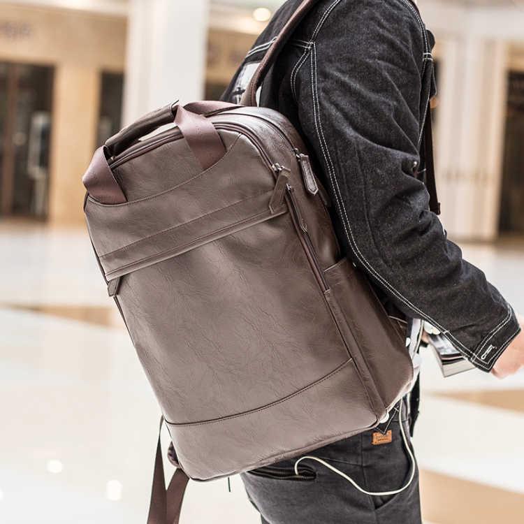 Leather Backpack Men's Casual Backpack & Travel Bags Western College Bookbag Laptop Computer Bag