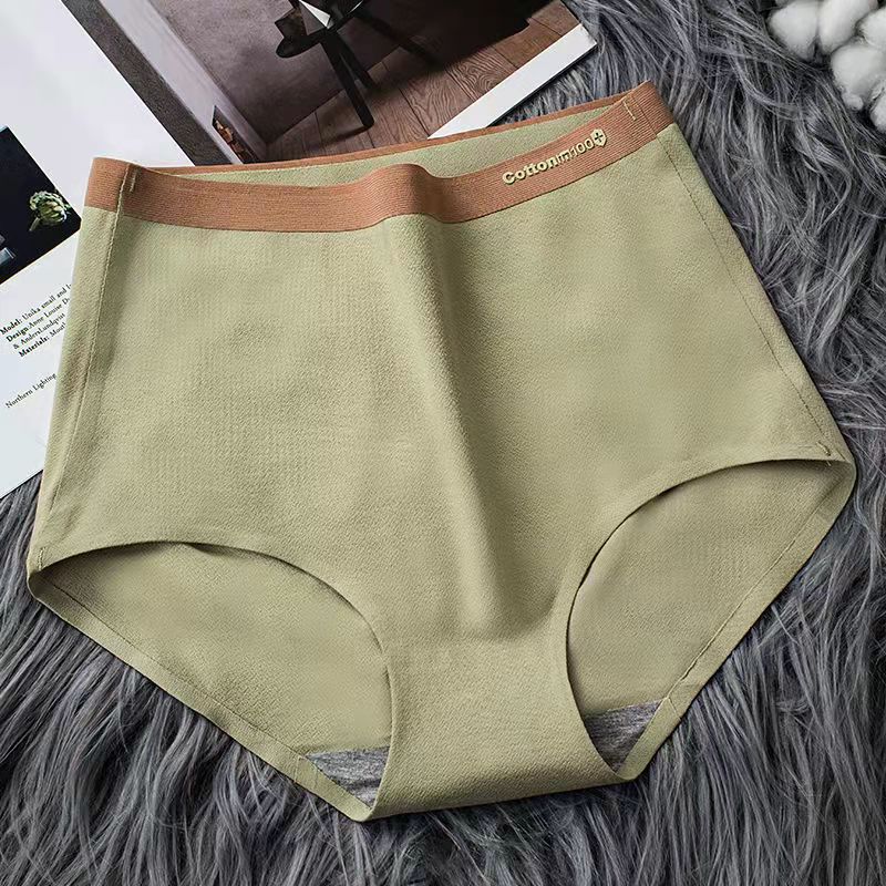 3PCS High Waist Underwear Women's Cotton Antibacterial Seamless Belly Tightening Plus Size Breathable Briefs