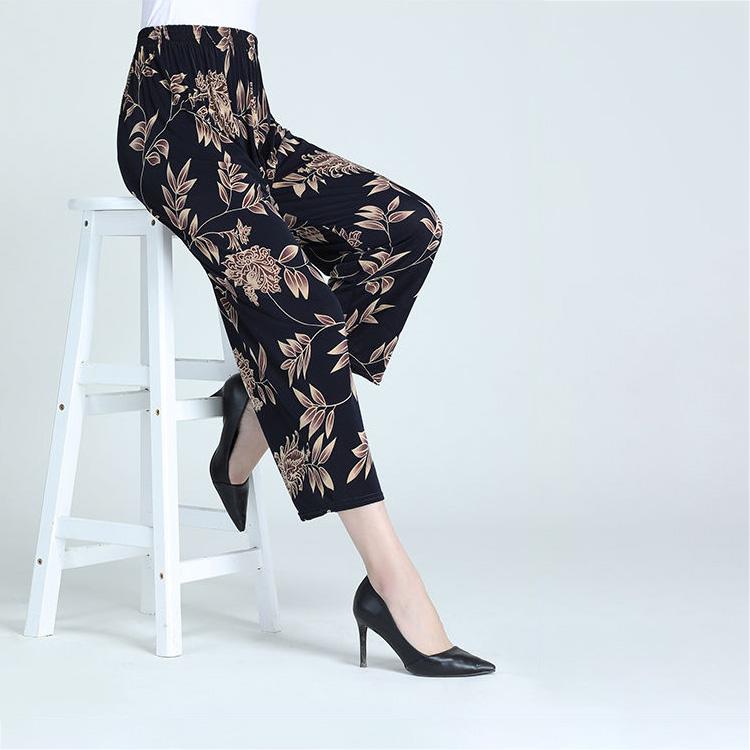 WTEMPO Summer Cool Thin Floral print Pants Women Loose High Waist Wide Leg Summer Straight Trousers Casual Comfortable Office Home Go Out Party