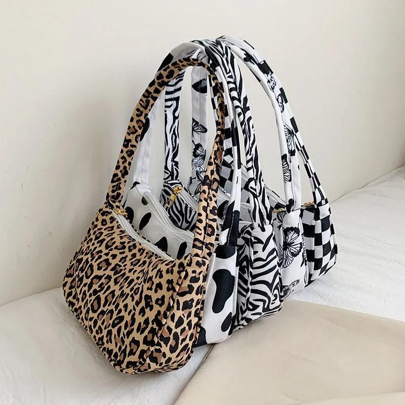 Baguette Bag Nylon Animal Pattern Armpit Bag for Women Shoulder Handbags Lady Simple Hand Bag