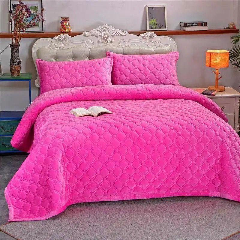 Soft Crystal Fleece Blanket Sheet Ab Version To Keep Warm Solid Color Bed Cover Flannel Thick Blanket Single Double Bed Winter Thick