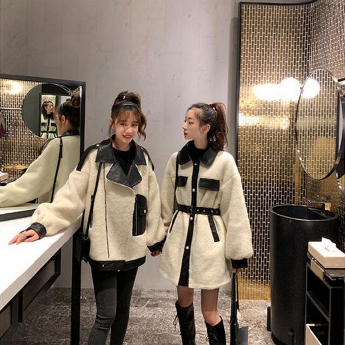 Fashion Lamb Wool Women's Coat Autumn and Winter All-match Korean Style Loose Short Fur One-piece Woolen Coat