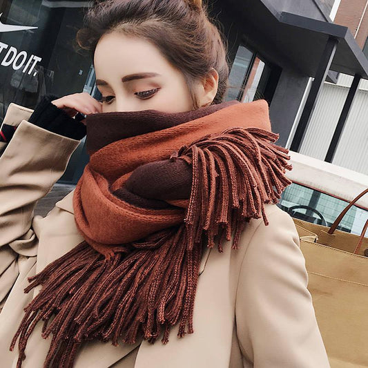 Women Scarves 2019 Autumn Winter Female Wool Scarf Wide Solid Long Shawl Wrap