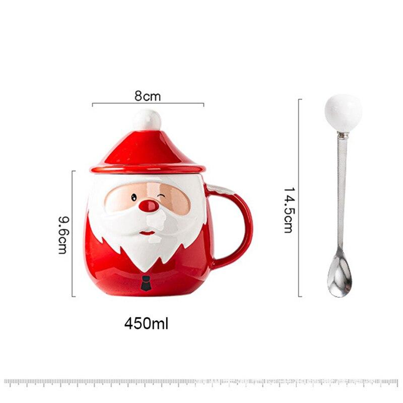 Creativity Santa Claus Ceramic Mugs with Spoon Coffee Cups Breakfast Drinking Milk Water Mugs Christmas Gift Tableware