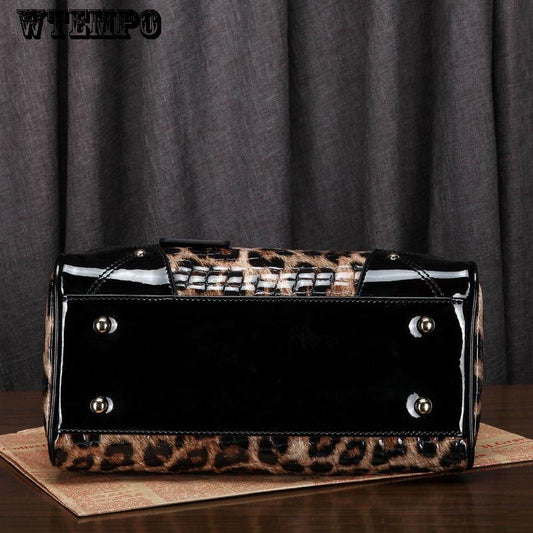 Diagonal Leather Shoulder Bag Female Leopard Pure Leather Women's Leather Bag