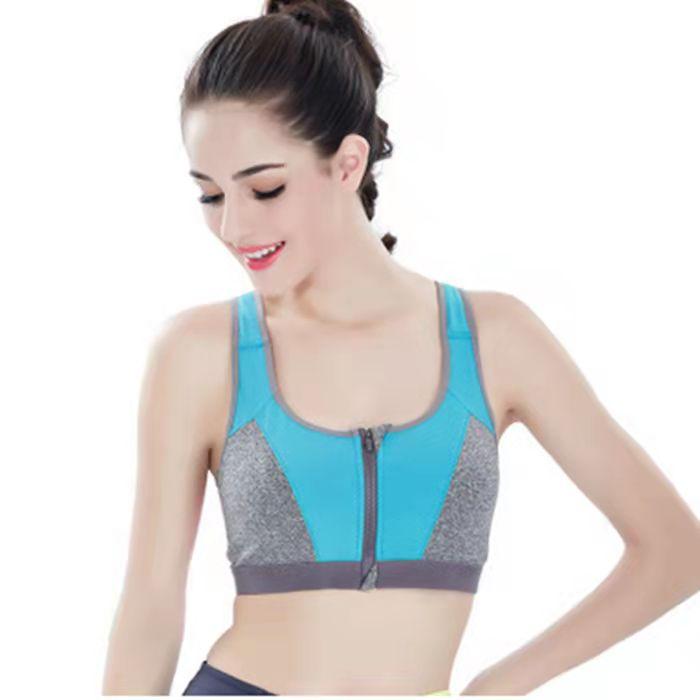 Front Zipper Double Sports Bra Running Fitness Bra Shock-proof Condensing Quick Dry Breathable Underwear Undergarment Undergarment Lingerie Yoga Vest