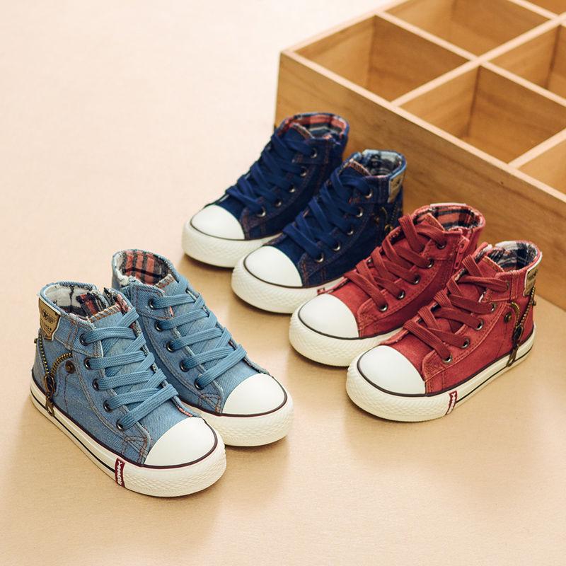 Spring/Autumn Casual Children High Top Sneakers Student Breathable Flats Boys Girls Baby Toddler Kids Canvas Shoes