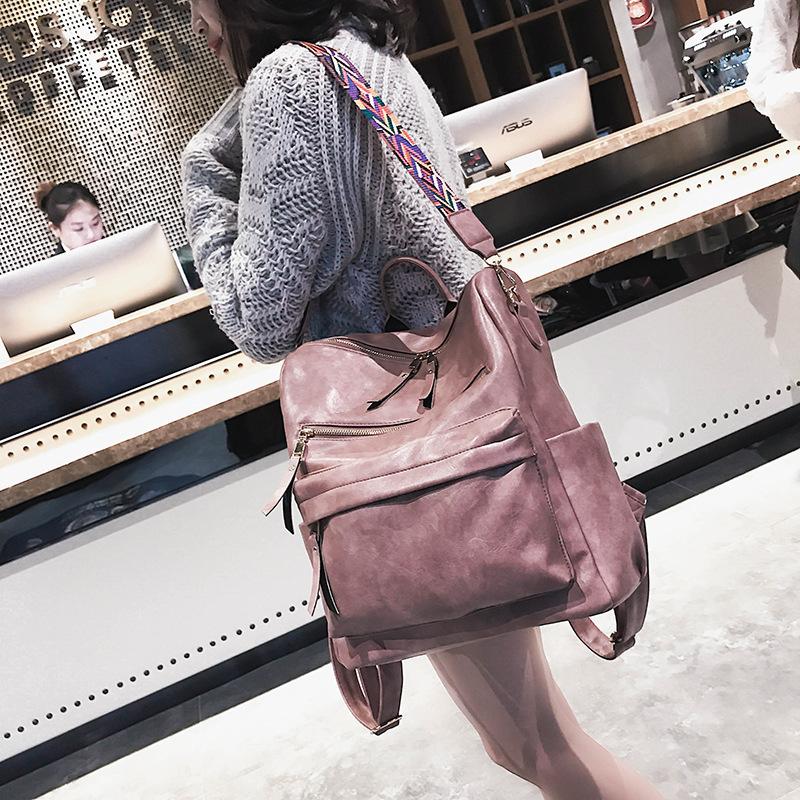 Women Fashion PU Leather Backpack Multi-Function Shoulder Bag Casual Retro Travel Backpack