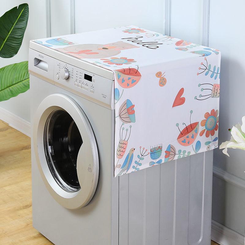 Washing Machine with Side Pocket Dust Cover Refrigerator Universal Cover Microwave Cover Dust Cover Flannelette Breathable Cover Towel Sundry Storage