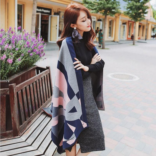 Double-sided Scarf Oversized Cashmere Shawl Dual-use Women's Winter All-match Thickened Air-conditioned Room Warm and Soft Wrap