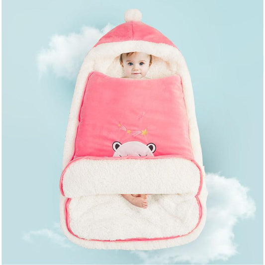 Winter Baby Sleeping Bag Anti Kick Quilt Plush Warm Newborn Anti Jump Swaddle Thickened Double-sided Plush Wind Proof Quilt