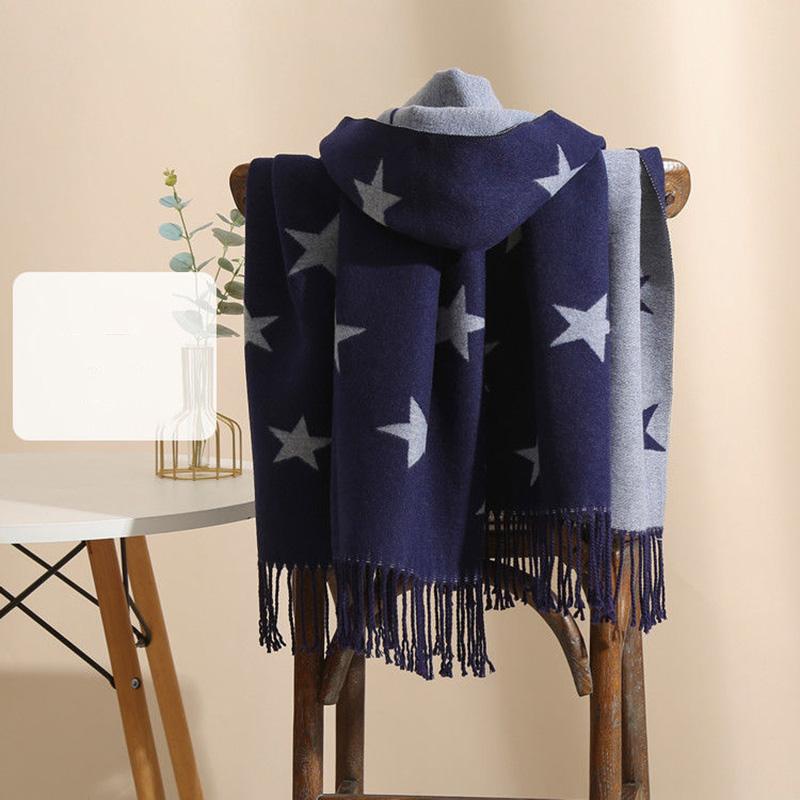 Double-sided Can Be Used Artificial Cashmere Printed Scarf Women's Winter Thickened Scarf Wild Warmth Tassel Shawl