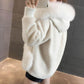 Autumn and Winter Models of Imitation Fox Fur Collar Sheep Shearing Fur Coat Women's Fall and Winter Hooded Short Wool Coat