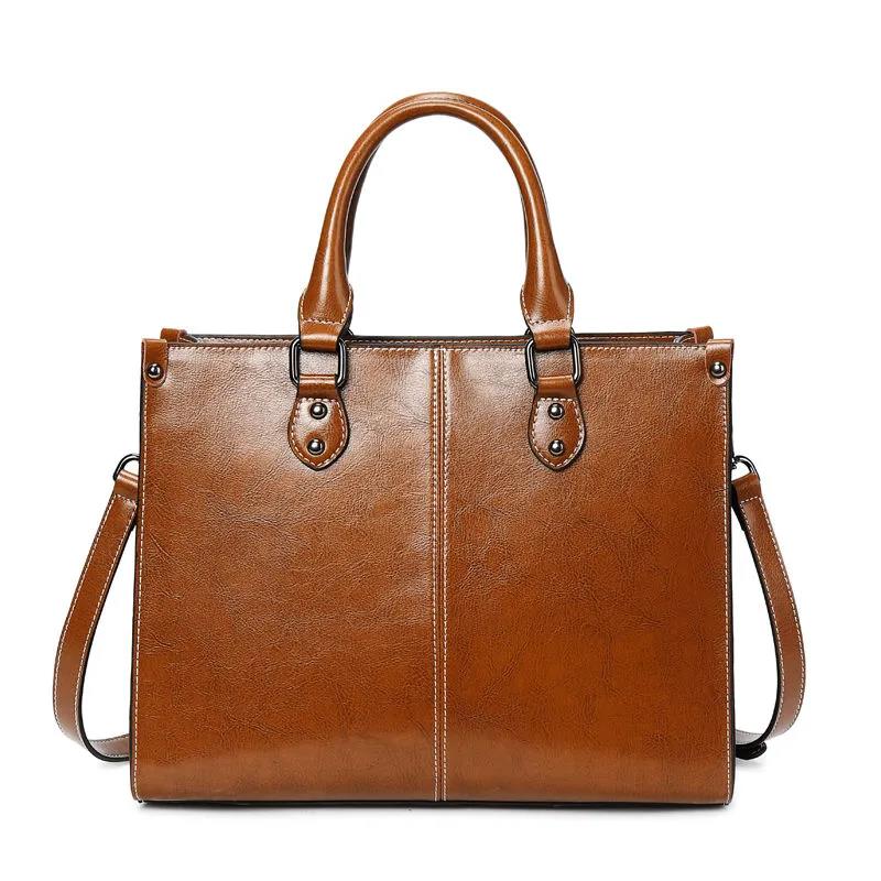 Personality European Style Crossbody Bag High Quality Genuine Leather Women Bags Luxury Top-Handle Bags Large Capacity