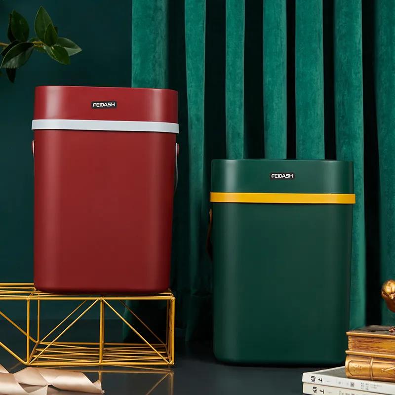 Trash Can with Lid Household Toilet Bathroom Kitchen Living Room Large-capacity Push-type Trash Can