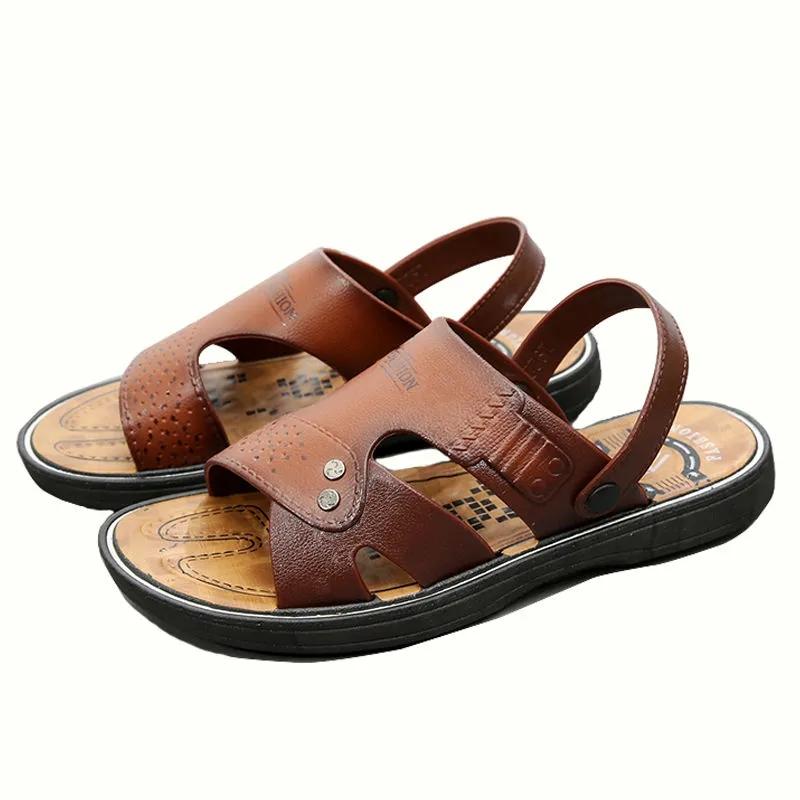 Sandals Men's Non-slip Beach Shoes Middle-aged Summer Men's Slippers Dual-use Sandals and Slippers Non-slip Waterproof