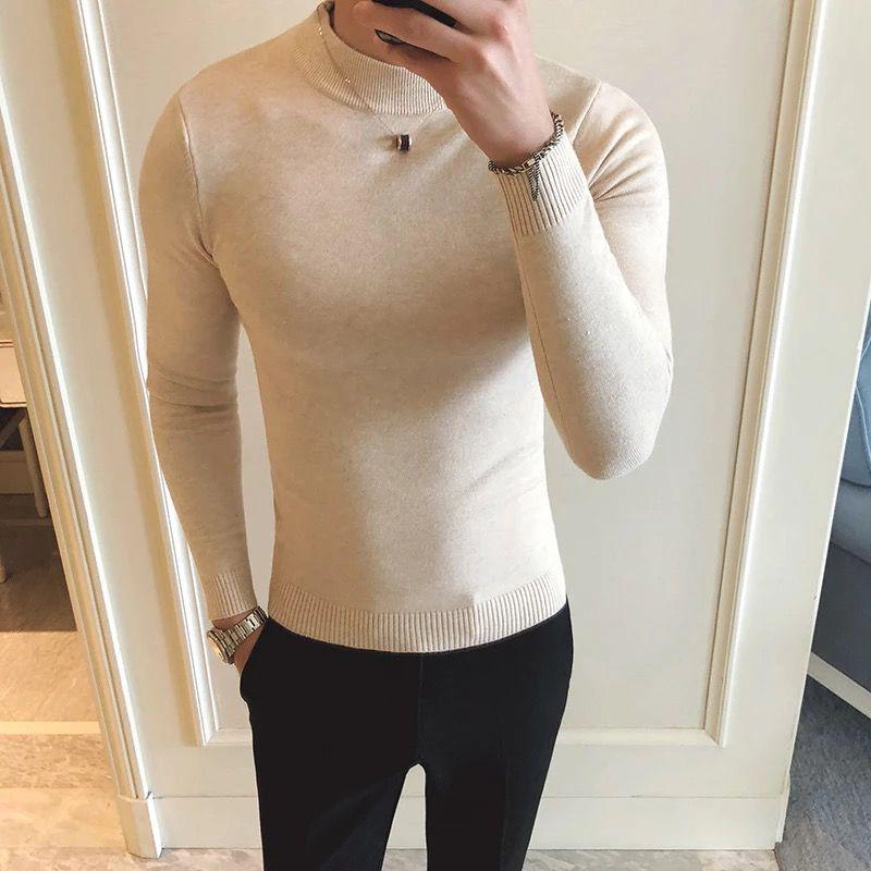 2019 Fashion Brand Sweater Mens Pullovers Turtleneck Slim Fit Knit Woole Warm Casual Clothing Men