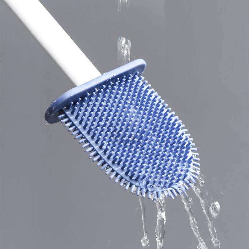 Double Brush Head Silicone Toilet Brush Wall-mounted Toilet Punch-free Toilet Cleaning Brush Long Handle No Dead Corner Toilet Cleaning Brush