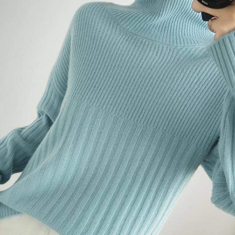 Autumn Winter Turtleneck Sweaters Thick Pullover Sweater Women's Solid All-match Fashion Knitted Bottoming Tops