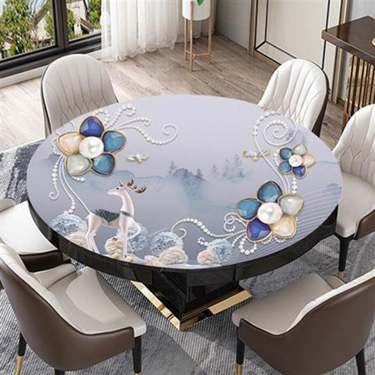 Chinese Style Plastic Round Table Cloth Self-adhesive Waterproof and Anti-scalding Soft Glass Table Mat Pvc Round Coffee Table Mat Table Cloth