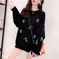 Casual Embroidery Sweater Women Loose Round Neck Pullover Sweater Thickened Warm Knitwear Jumper Outwear