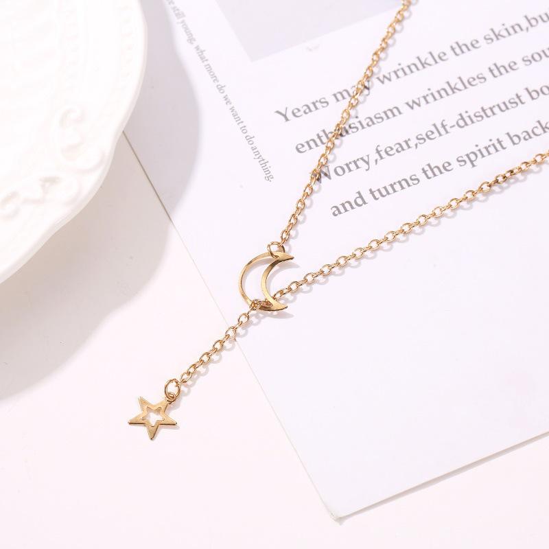 Jewelry Europe and The United States Sexy Stars Moon Pendant Simple Wild Necklace Female Accessories