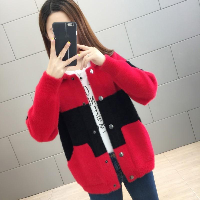 Autumn and Winter Casual Knitted Jacket Turn-down Collar Long-sleeved Sweater Thickened Short Small Fragrance Cardigan