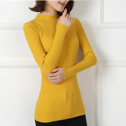 Knitted Sweater Women Slim Pullover Tops Casual Jumpers Winter Thin Sweaters Pull Femme Autumn