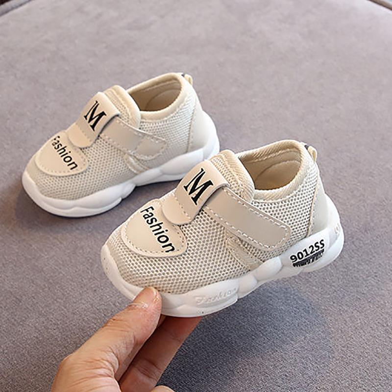 Men's and Women's Baby Spring Mesh Sneakers 0-3 Years Old 2 Infant Soft-soled Toddler Shoes All-match Breathable Leather Single Shoes