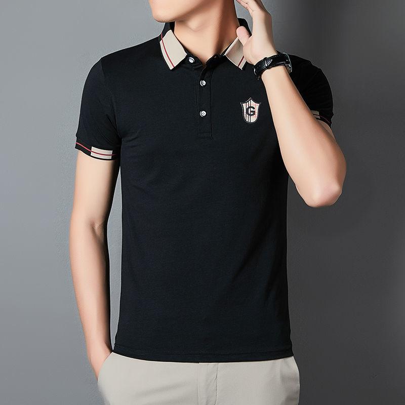 Summer Short-sleeved Polo Shirt Men's Lapel T-shirt Slim Trend Young and Middle-aged Short-sleeved Tops