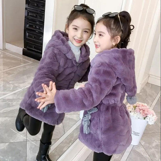 Girls' Woolen Sweaters Warm Jackets Cotton-padded Clothes Winter Clothes Thick Windproof Mid-length Cotton-padded Clothes