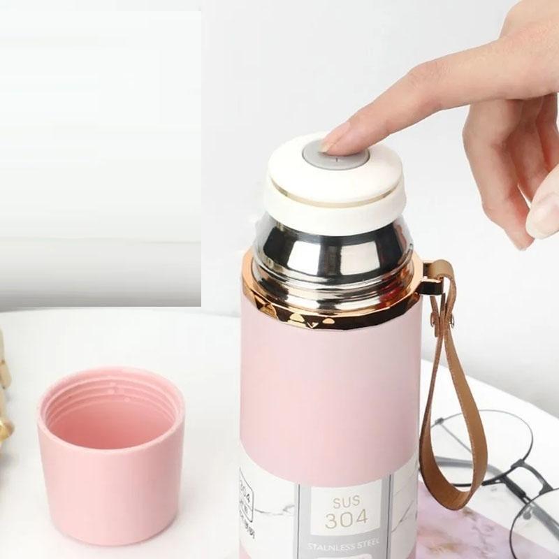 304 Stainless Steel Heat Preservation Handle Double Cover Portable Men and Women Style Simple Portable Water Cup