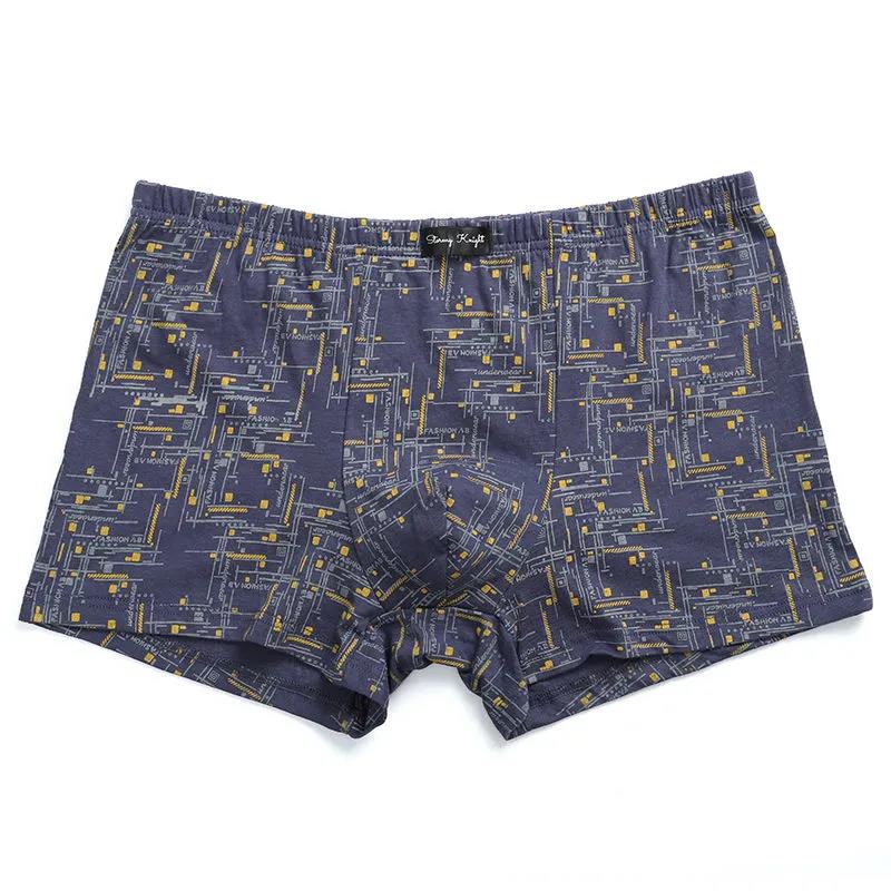 4 Pieces of Men's Cotton Large Size Boxer Briefs Youth Print Briefs Personality Trend Sexy Loose Shorts