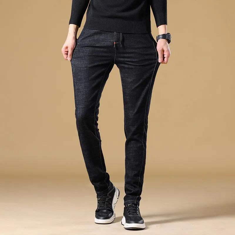 Autumn New Men's Jeans Elastic Casual Men's Trousers Youth Black Trousers