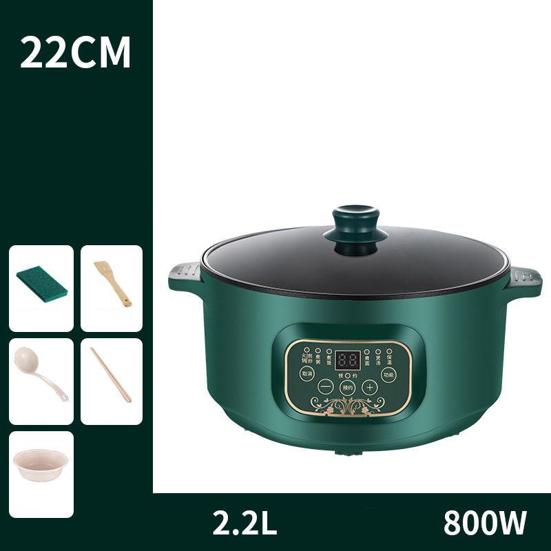 800W Smart Electric Heat Pot Set 22cm Boiling Soup Pot Non-stick Cookware Frying Pan for One Person