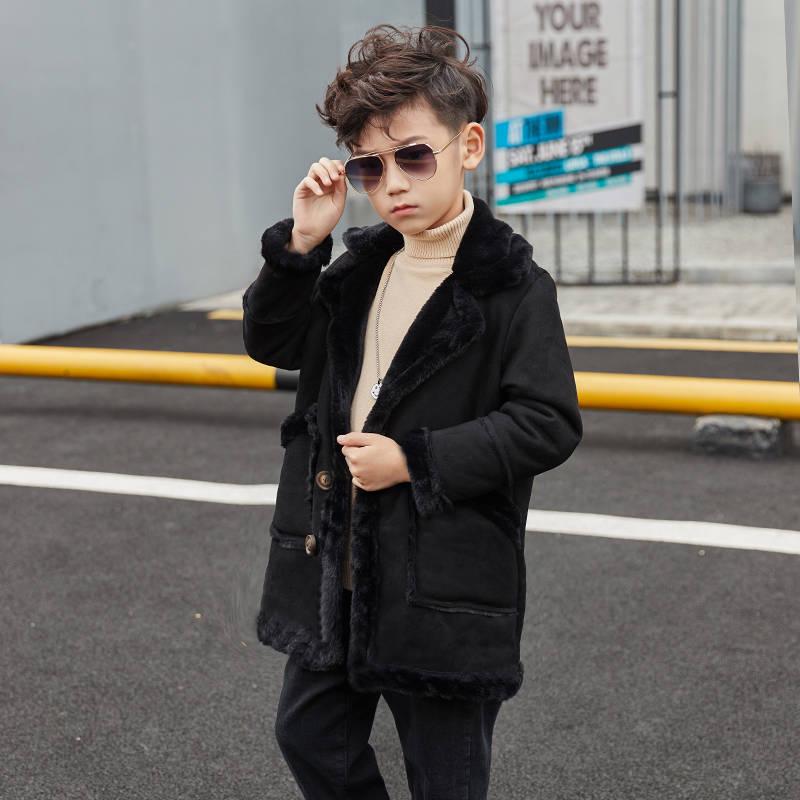 Boys Coats Autumn Winter Fashion Children's Plus Velvet Warming Cotton Fleece Jacket