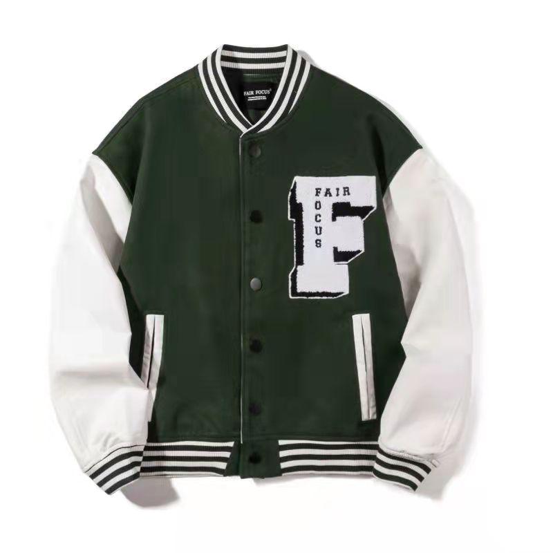 Hip Hop Letters Embroidery College Jackets Mens Patchwork Color Block Harajuku Bomber Jacket Women Baseball PU leather Coats