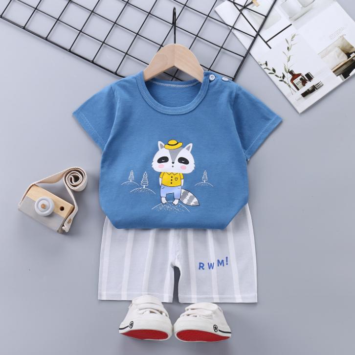 Children's Short Sleeve Suit Korean Style Boys and Girls Set Printing T-shirt + Shorts Two Piece Set