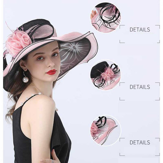 Summer Organza Hat Brim Shade Ladies European and American Style Fashion Decorative Hat Big Brim Hat