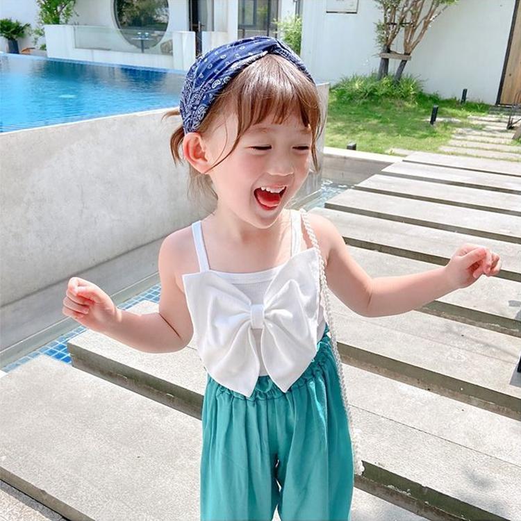 Summer Kids Cute Solid Vest Sleeveless Tops Korean Style Slash Neck Slim Camisole Inside Out for Children Girls