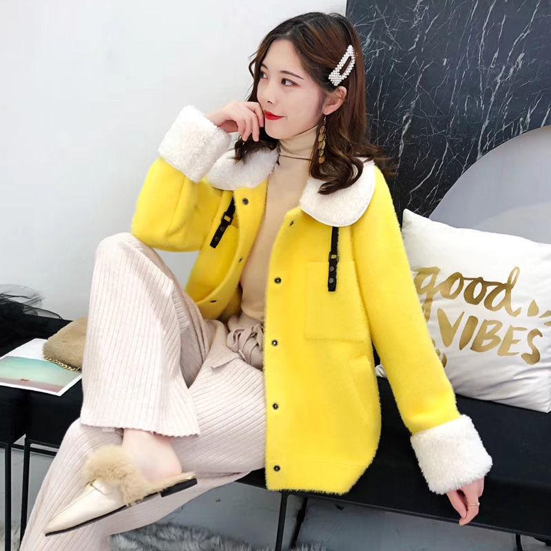 Casual Autumn and Winter Knitted Cardigan Lapel Long-sleeved Thick Sweater Short Fashion Jacket